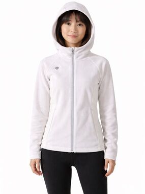 Descente Women's Full Zip Hooded White Lightweight Jacket Size 2 Ski Gorpcore